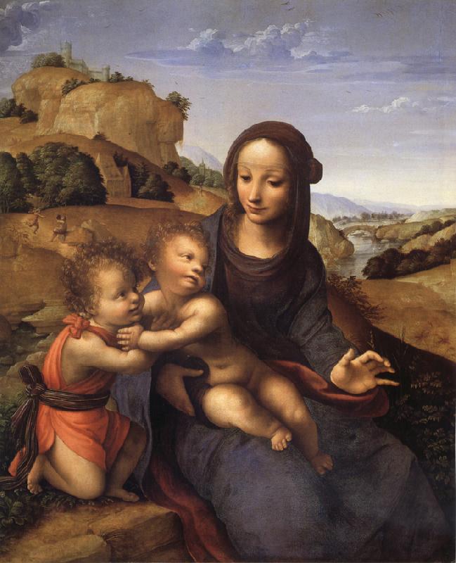 YANEZ DE LA ALMEDINA, Fernando Madonna and Child with Infant St.Fohn France oil painting art